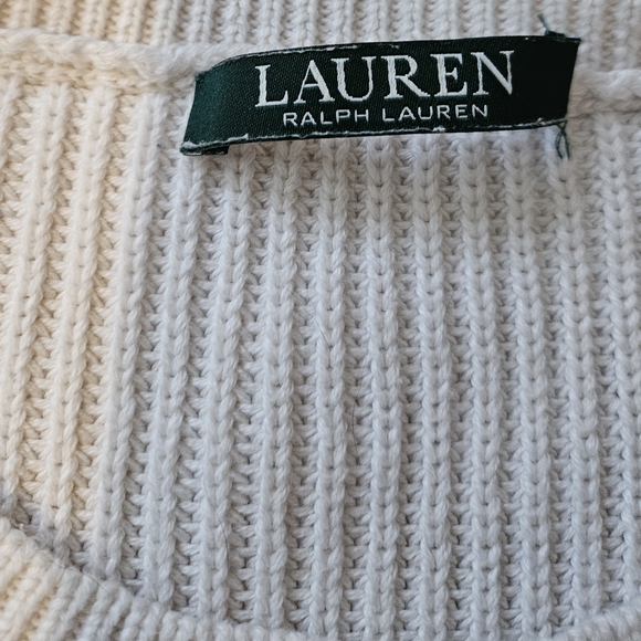LRL Ralph Lauren Cream Sweater with Lace Up Sleeves - Picture 2 of 8